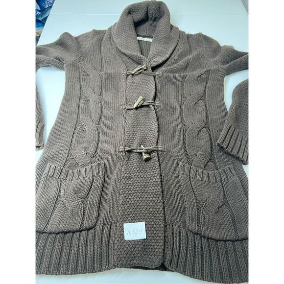 Old Navy Knit Cable Cardigan Brown 60% Cotton Buttoned 2 Packets Size S/ P - Picture 9 of 9